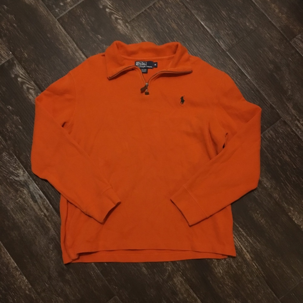 Ralph Lauren Orange 1/4 Zip Pullover Sweater Sz M